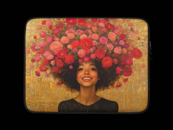 Laptop Sleeve – Girl with Red and Pink Flowers in Her Hair