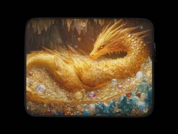 Laptop Sleeve – Golden Dragon Rests on Precious Gems
