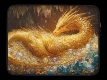 Laptop Sleeve – Golden Dragon Rests on Precious Gems