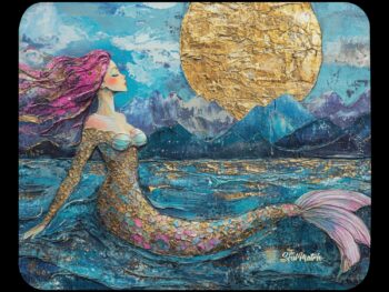 Mouse pad – Mermaid with Magenta Hair Enjoying the Sun