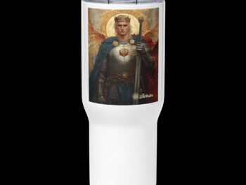 Travel mug with a handle – Arthur, the Once and Future King