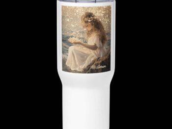 Travel mug with a handle – Star Child Gathers Pearls from the Sea