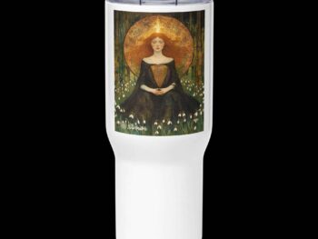 Travel mug with a handle – Goddess Brigid at Springtime