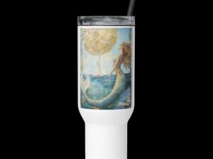 Travel mug with a handle – Mermaid and Sailing Boat