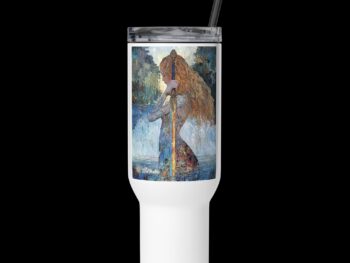 Travel mug with a handle – The Lady of the Lake Rises