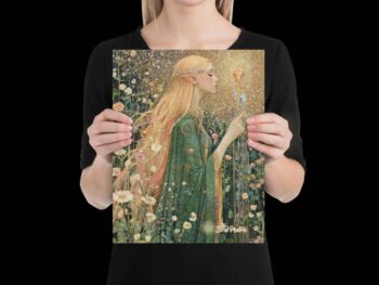Unframed Print – Faerie Woman Picks a Crystal Flower