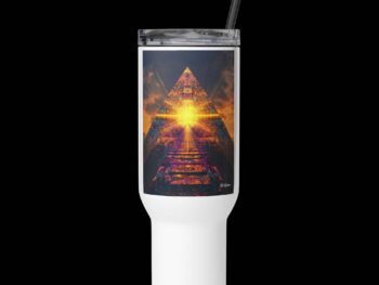 Travel mug with a handle – Atlantean Temple of the Sun
